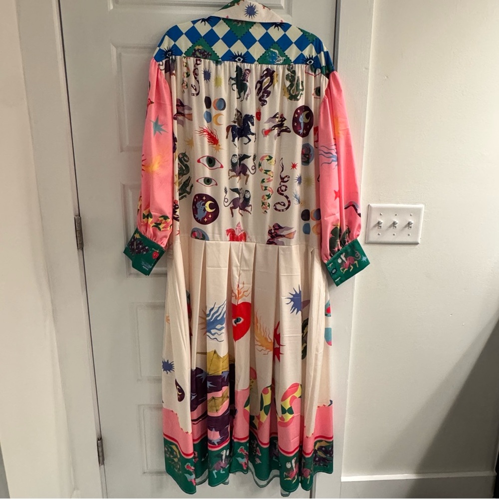 Graffiti Print Button Down Shirt Dress - Picture 3 of 9